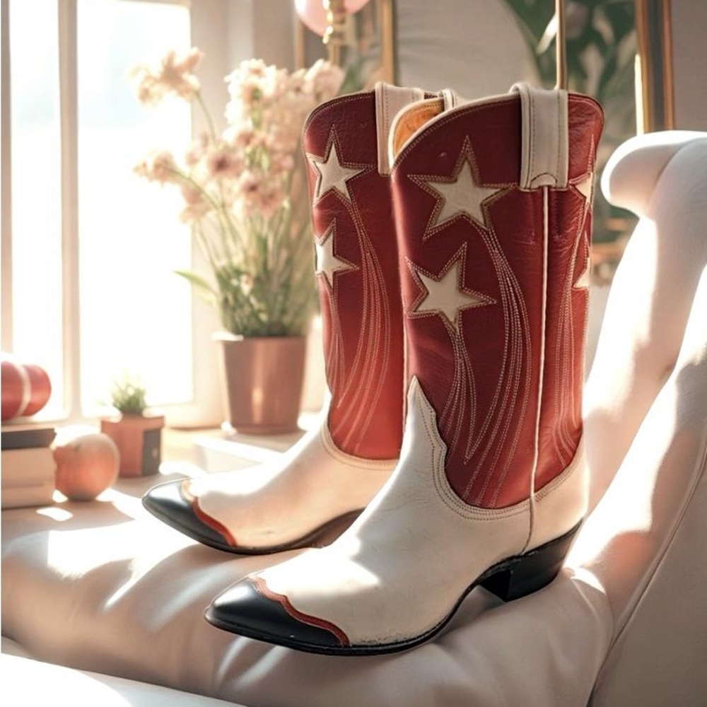 Women’s Size 6.5 B - Nocona Vintage Cowboy Western Boots “Shooting Stars”